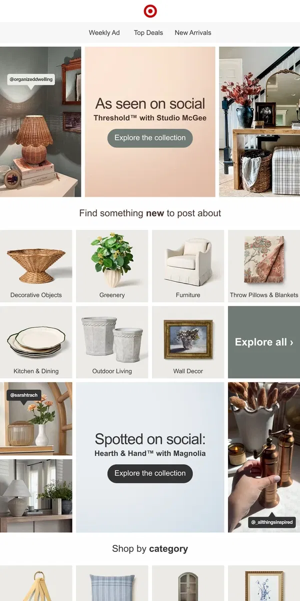 Email from Target. Snapped on social: Threshold with Studio McGee.