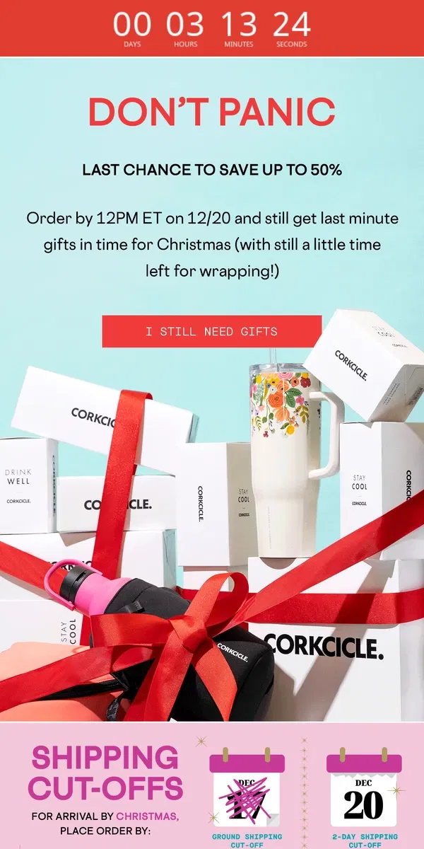 Email from CORKCICLE. 🎄50% Holiday Savings End Today!