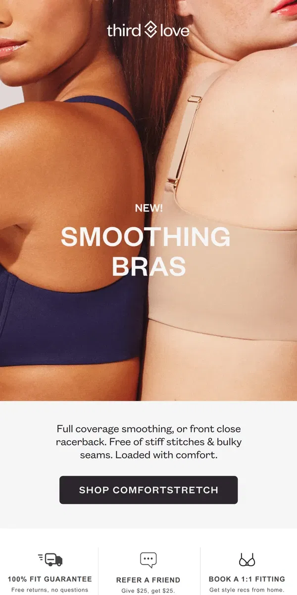 Email from ThirdLove. NEW ComfortStretch Bras are here!