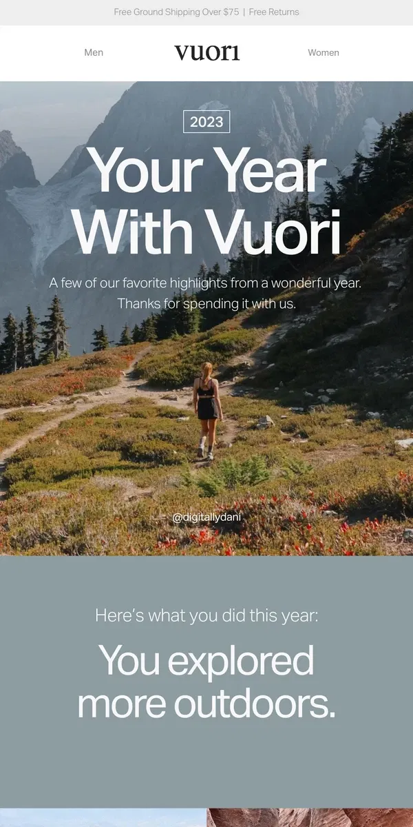 Email from Vuori. Vuori's Year in Review