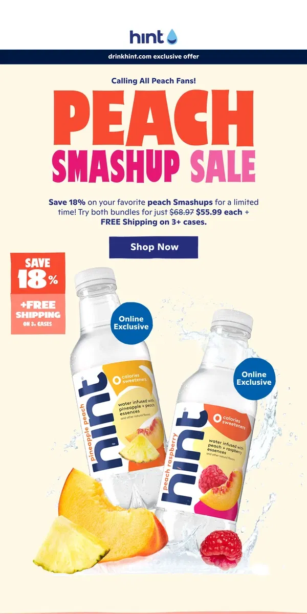 Email from Hint Water. Calling all peach lovers!