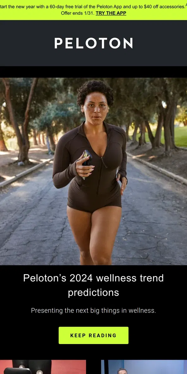 Email from Peloton. Peloton’s 2024 wellness trend predictions