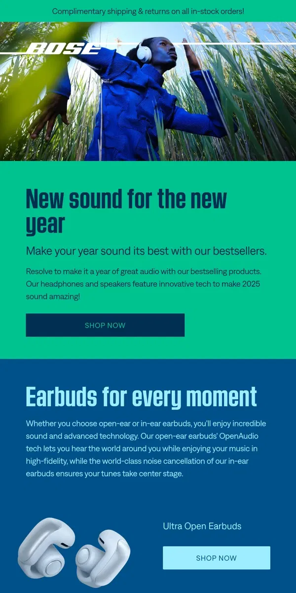 Email from Bose. Make 2025 sound amazing with our bestsellers!