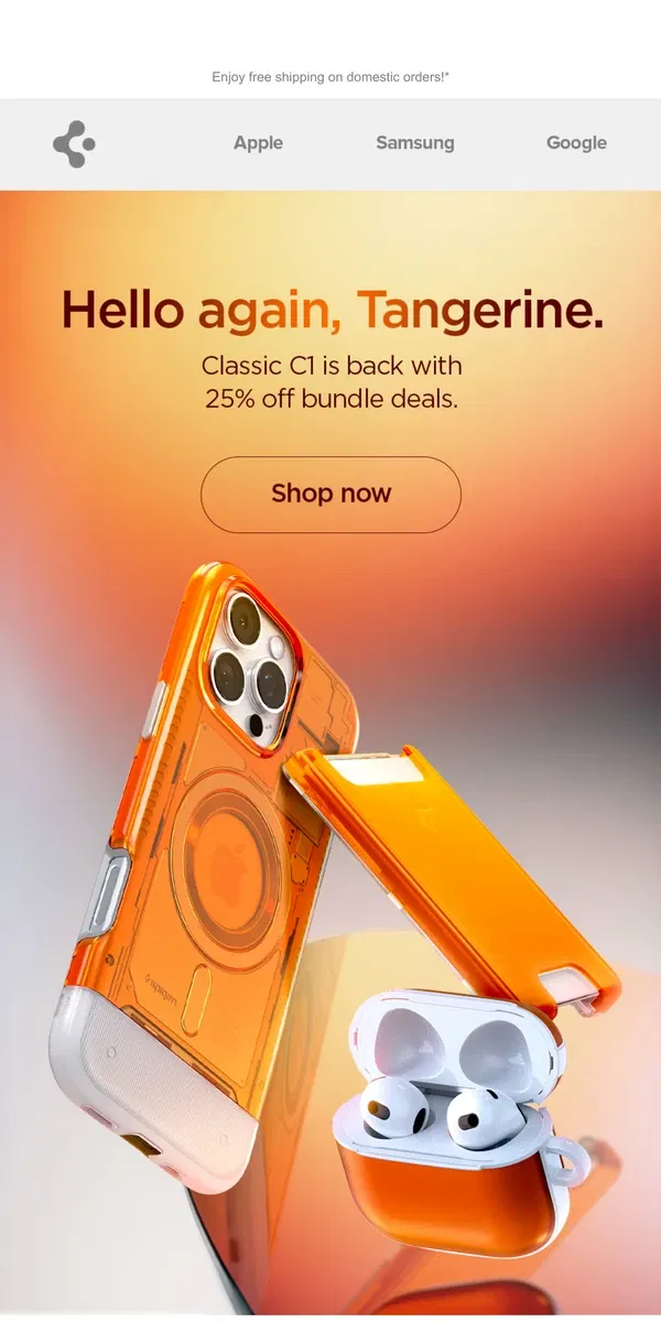 Email from Spigen. Orange you glad it's back?