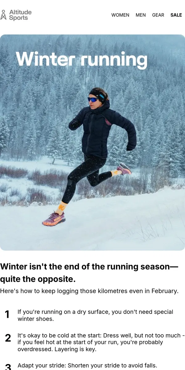 Email from Altitude Sports. Running below zero