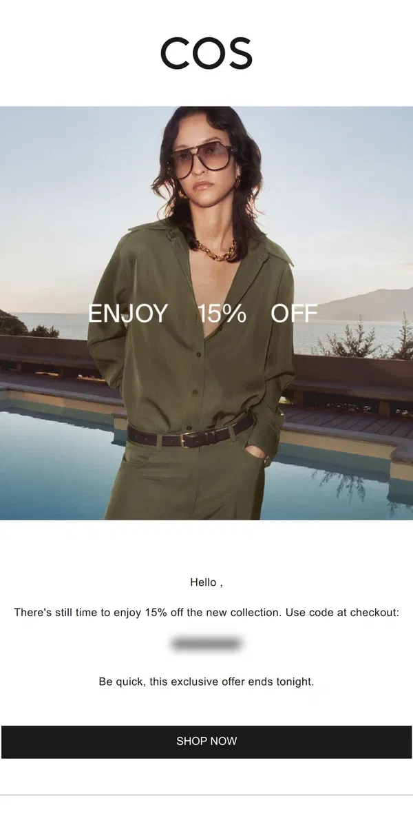 Email from COS. Ends tonight: 15% off new season