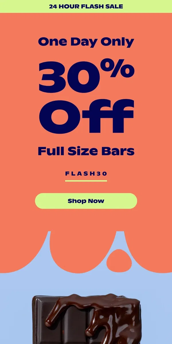 Email from Oobli. 30% Off Full Size Bars