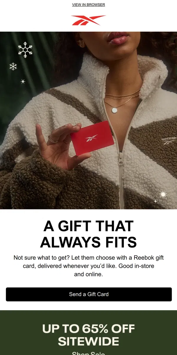 Email from Reebok. The gift of choice...