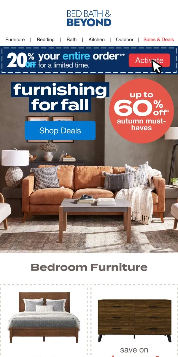 Email from Bed Bath & Beyond. Up to 60% off Fall Faves ✨ 