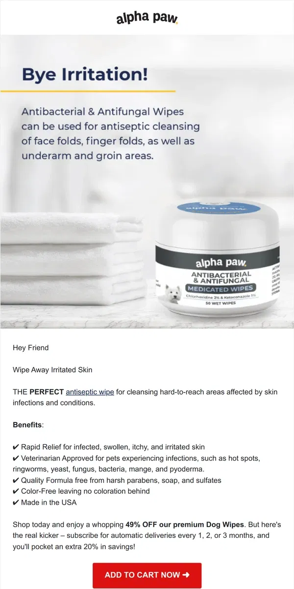 Email from Alpha Paw. Here is THE PERFECT antiseptic wipe for ...