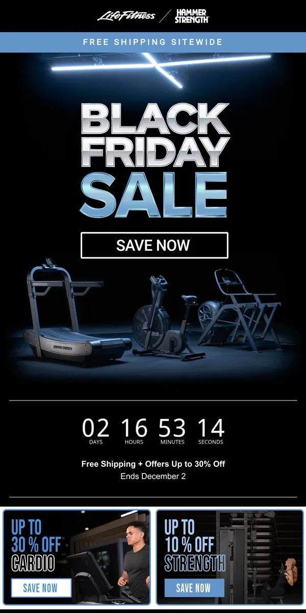 Email from Life Fitness. ⚡ Free Shipping Sitewide - Black Friday SALE Continues!