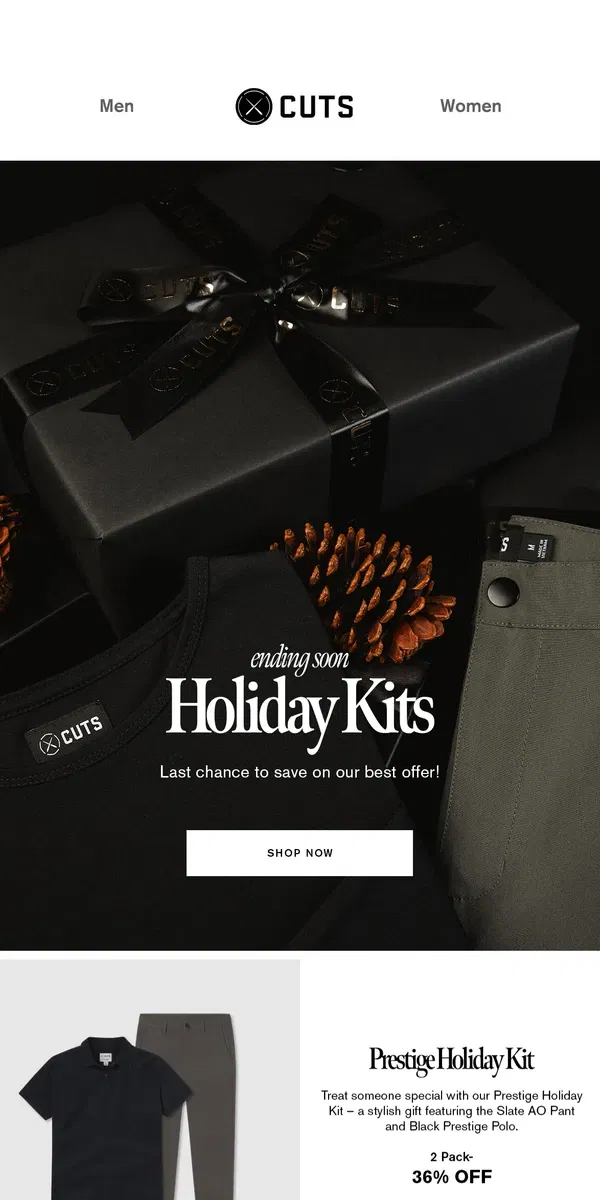 Email from Cuts. ENDING SOON | HOLIDAY KITS