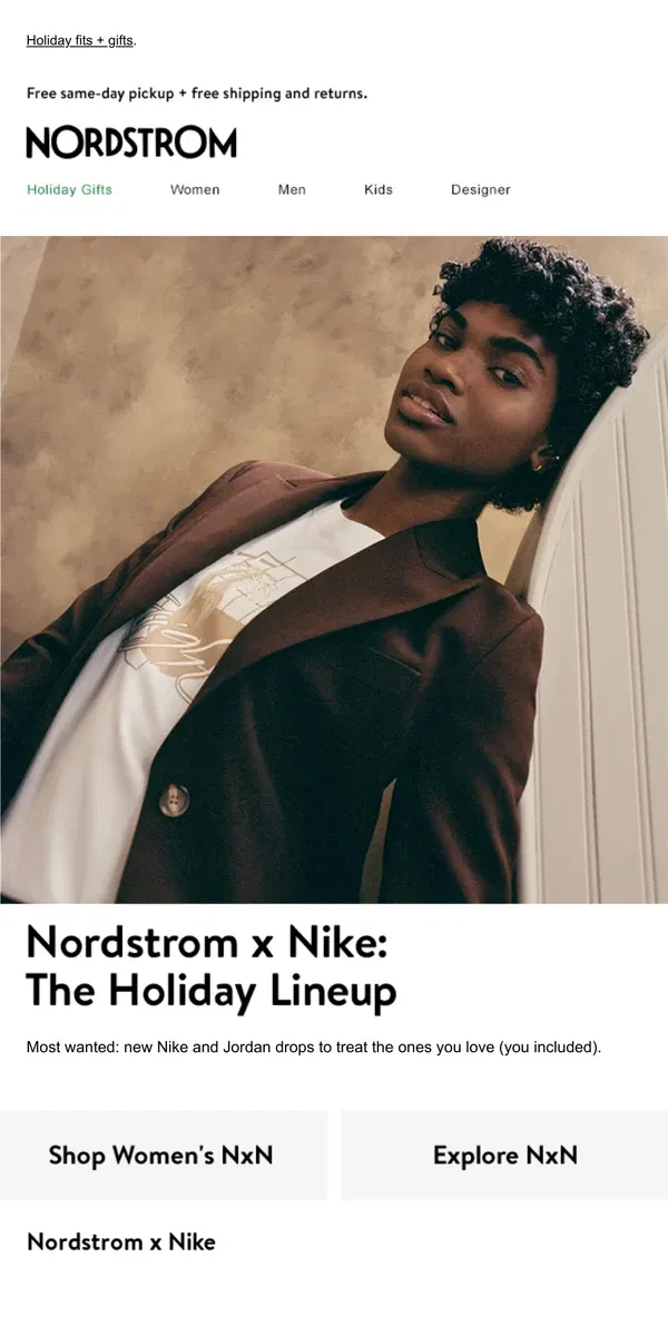 Email from Nordstrom. Nordstrom x Nike: on the wish list