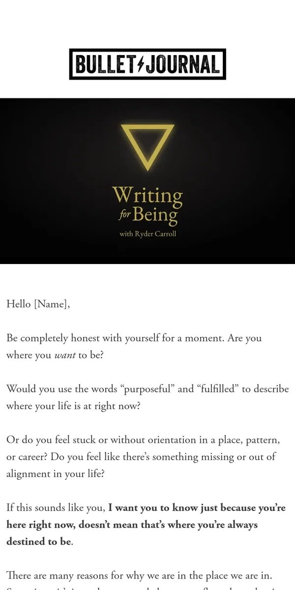 Email from Bullet Journal. Are You Where You Want to Be?