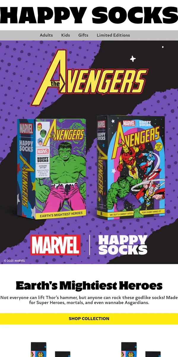 Email from Happy Socks. MARVEL The Avengers | Happy Socks