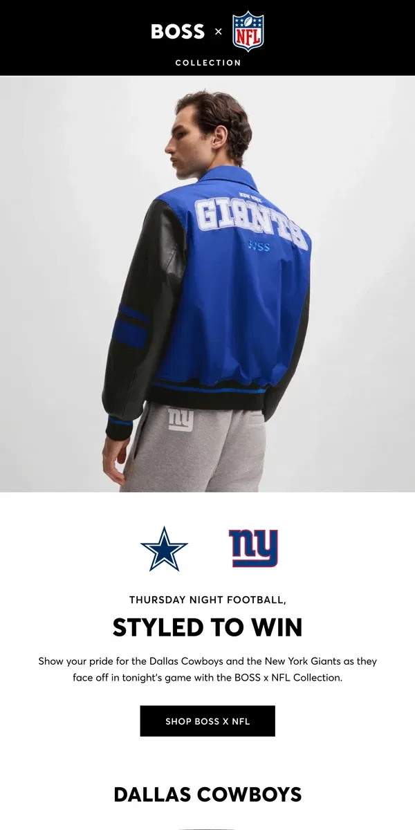 Email from HUGO BOSS. Gear up for Thursday Night Football