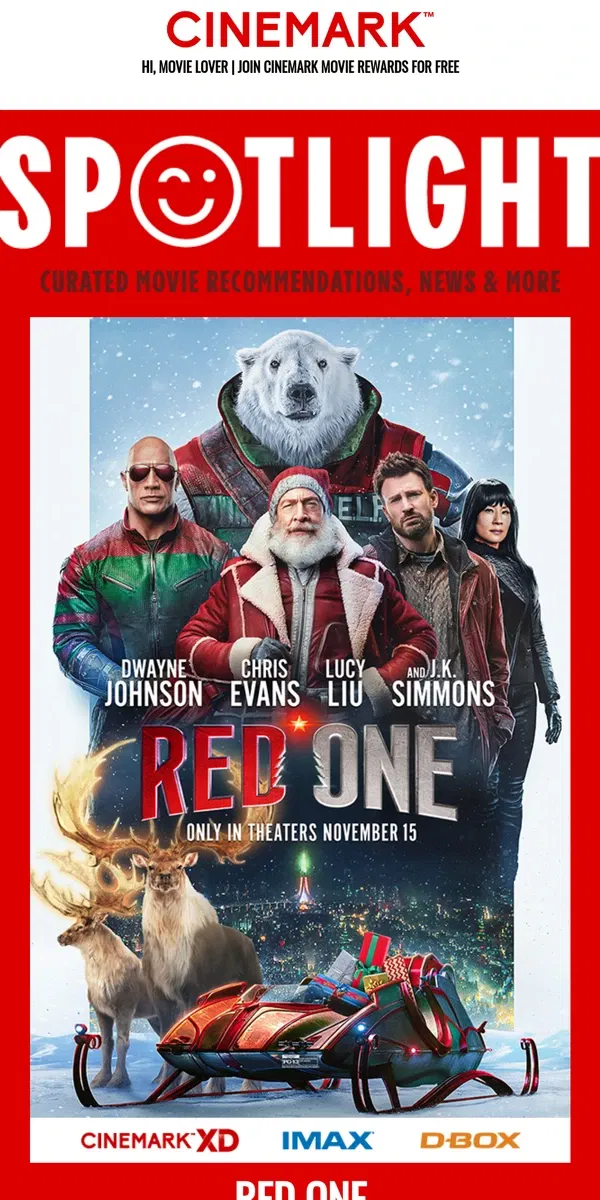 Email from Cinemark. Red One — in the SPOTLIGHT