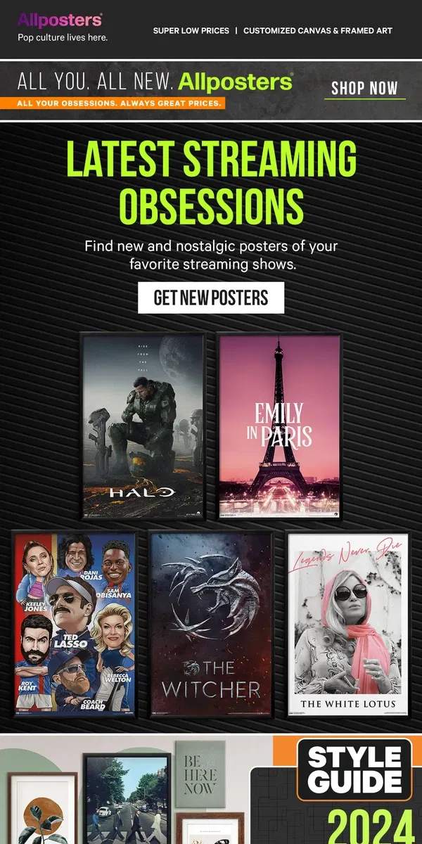 Email from AllPosters. 📺Now streaming, new & nostalgic posters