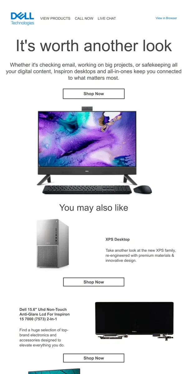 Email from Dell. Still searching for the right Inspiron Desktop?