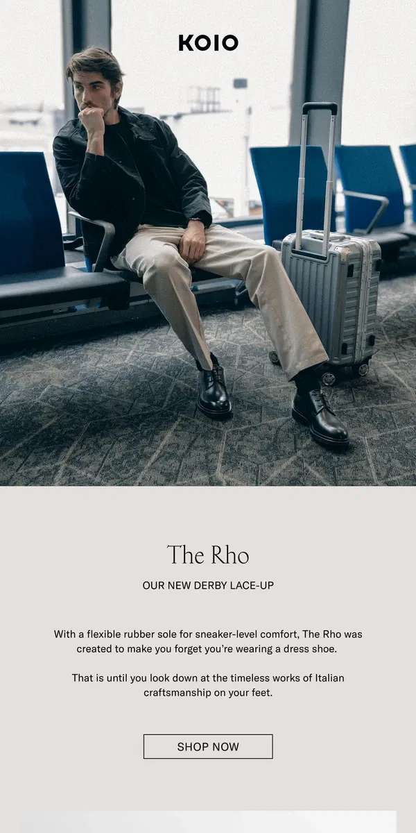 Email from Koio. Our new derby lace-up