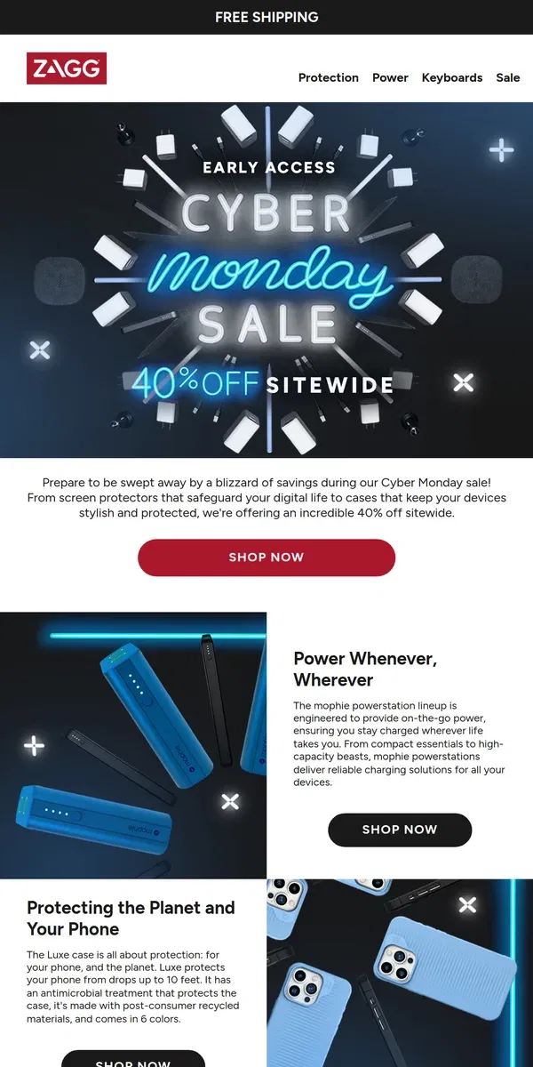 Email from ZAGG. ❄️ 40% Off Sitewide! Unwrap a Winter Wonderland of Savings ☃️