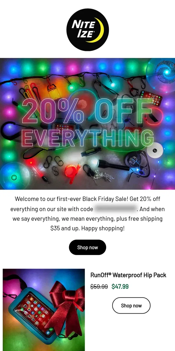 Email from Nite Ize. 20% OFF EVERYTHING BLACK FRIDAY SALE 🤯