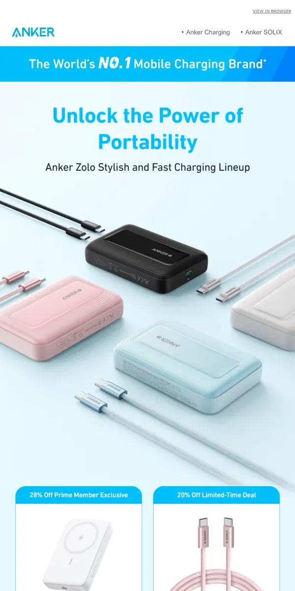 Email from Anker. 🌟 New Release | Discover Anker Zolo's Sleek Charging Gear