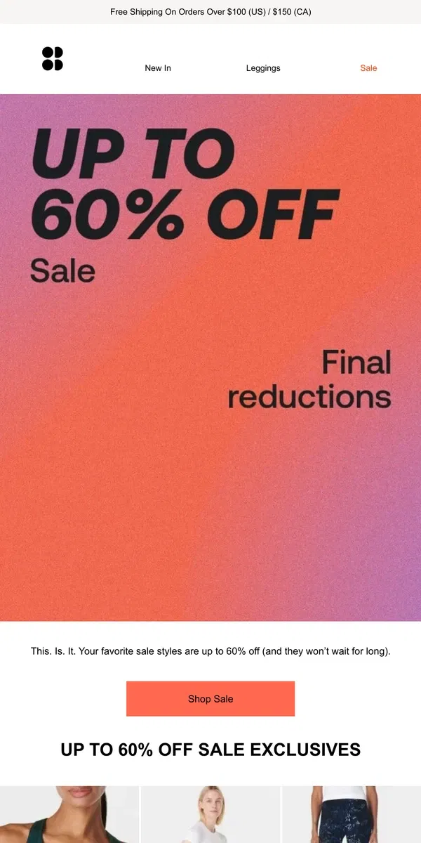 Email from Sweaty Betty. Final reductions | Don't let them get away 🚨