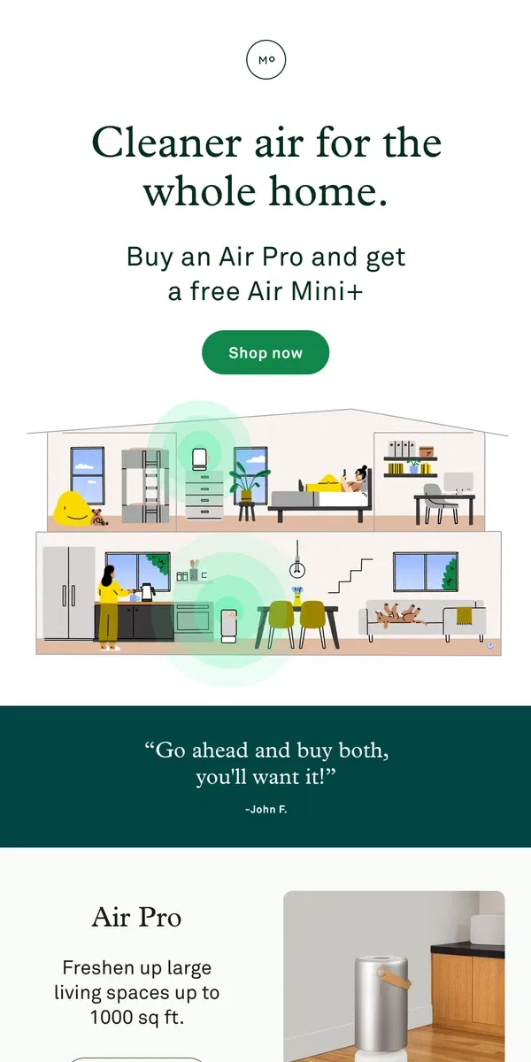 Email from Molekule. FREE AIR MINI+ with Air Pro purchase 👯