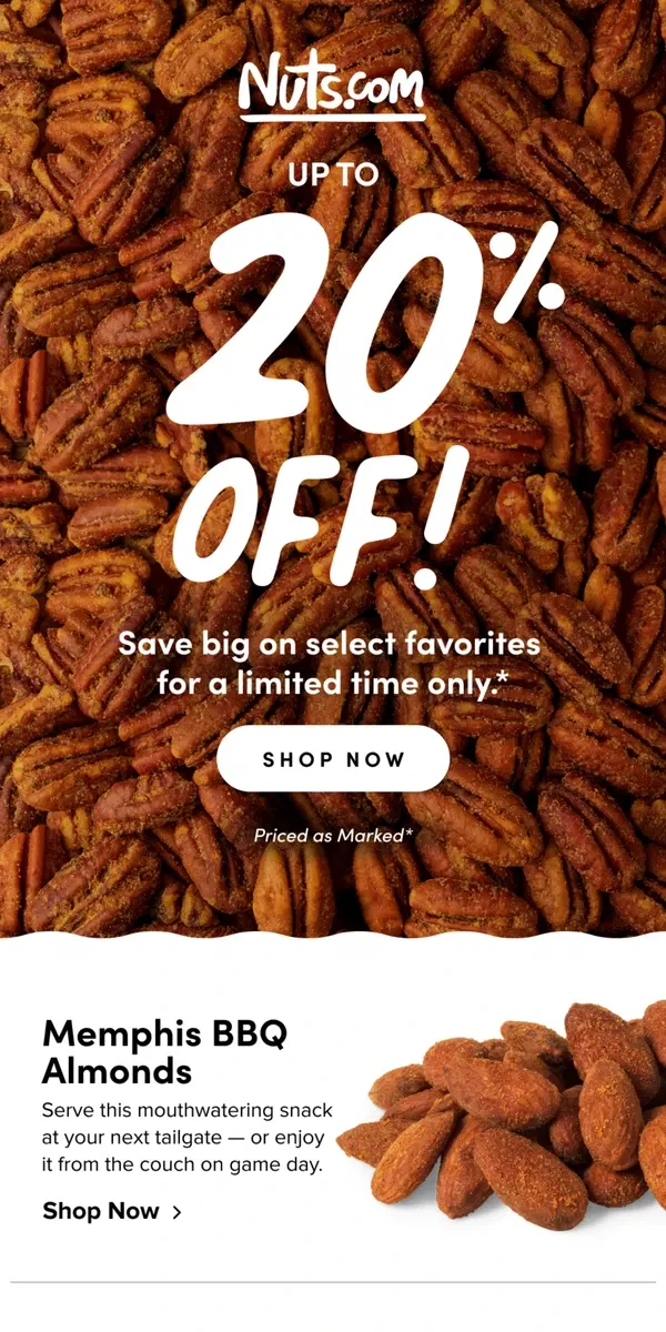 Email from Nuts.com. Up to 20% Off Easter Sale