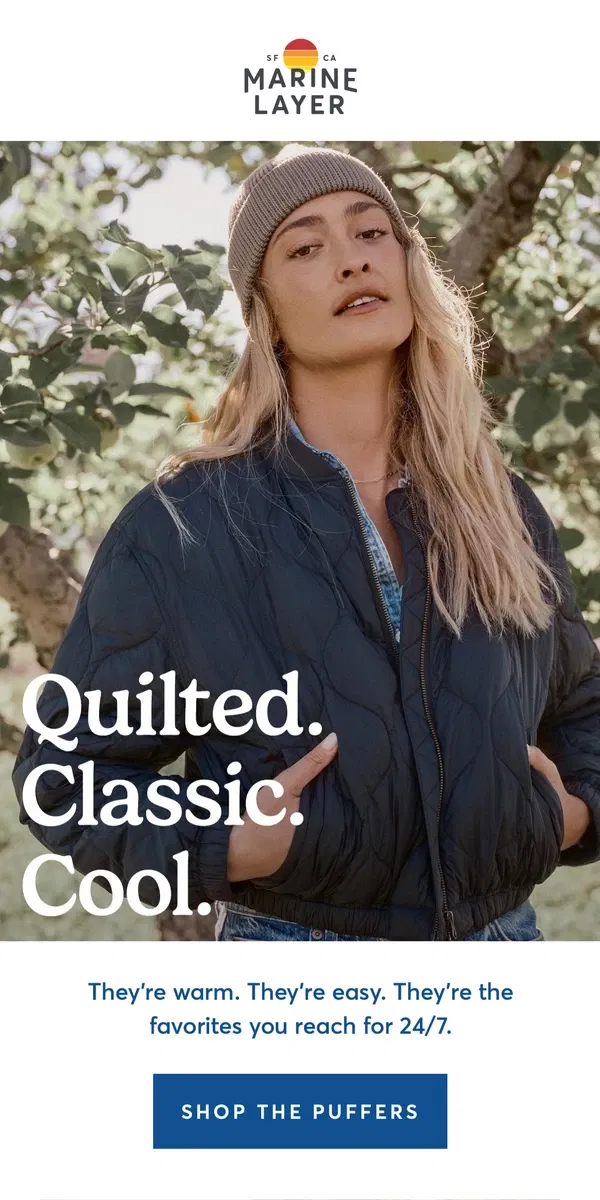 Email from Marine Layer. In season: the cool girl jacket.