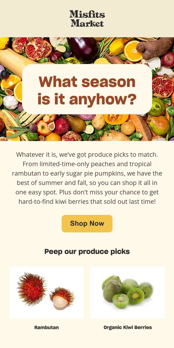 Email from Misfits Market. Kiwi Berries are Back