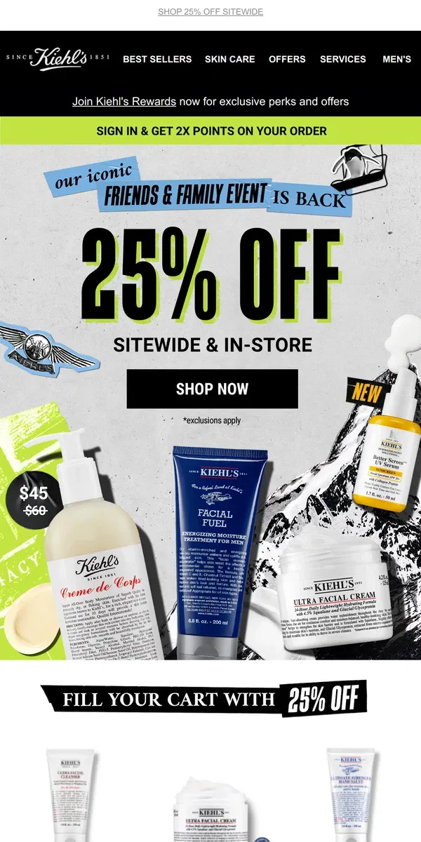 Email from Kiehl's. Thousands Of 5-Star Reviews & 25% Off