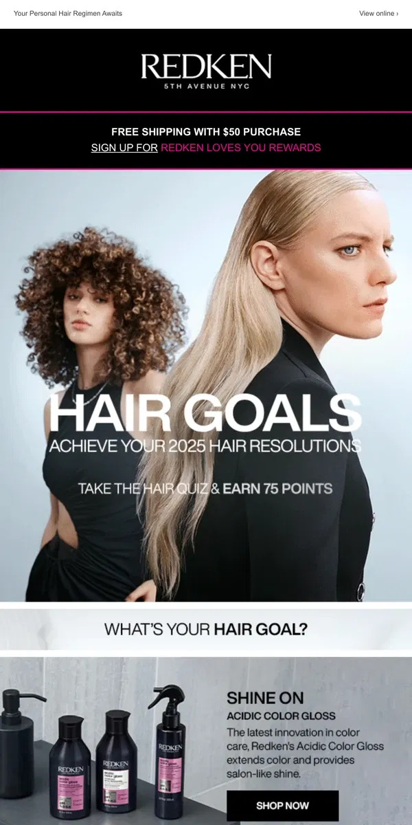 Email from Redken. New year, new hair! #HairGoals