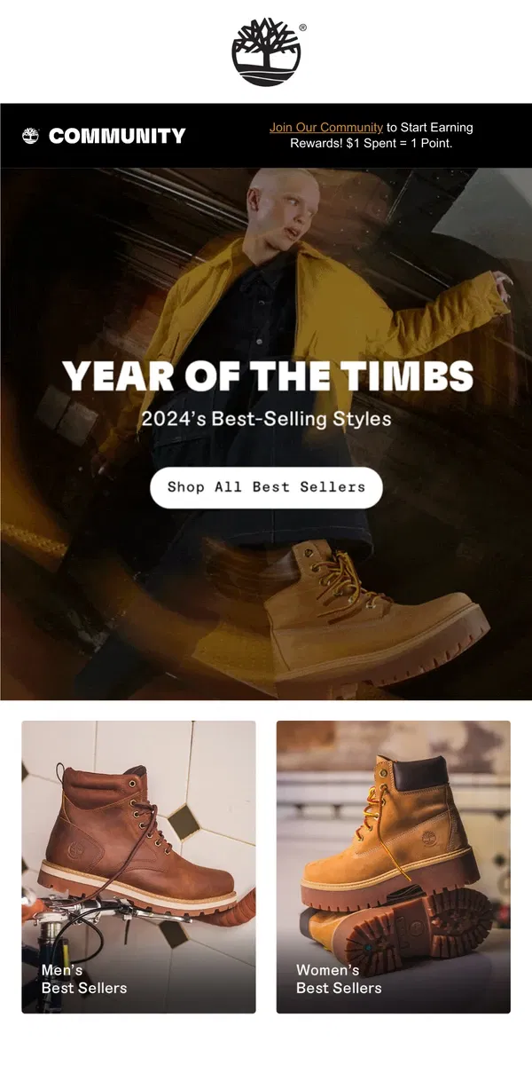 Email from Timberland. Our Most-Loved Styles of 2024!