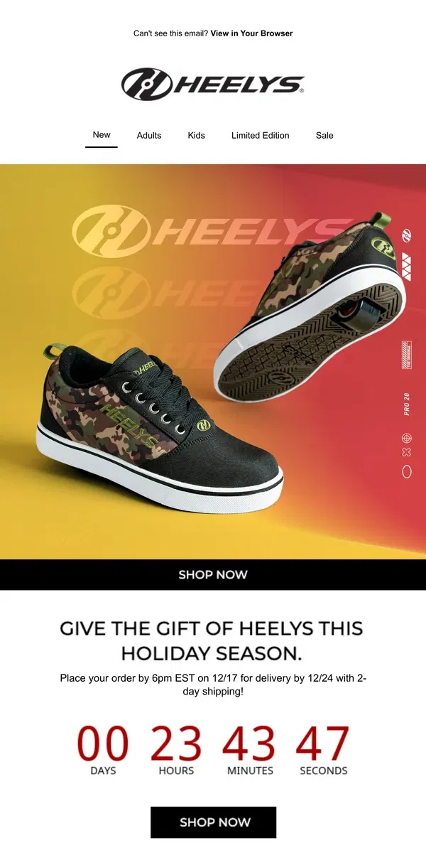 Email from Heelys. Time Is Running Out! ⏰