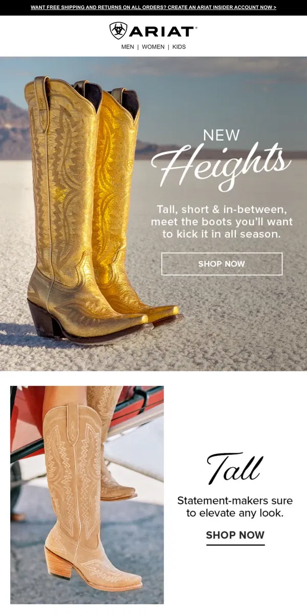 Email from Ariat. Fabulous Boots in Every Hue and Height 👢