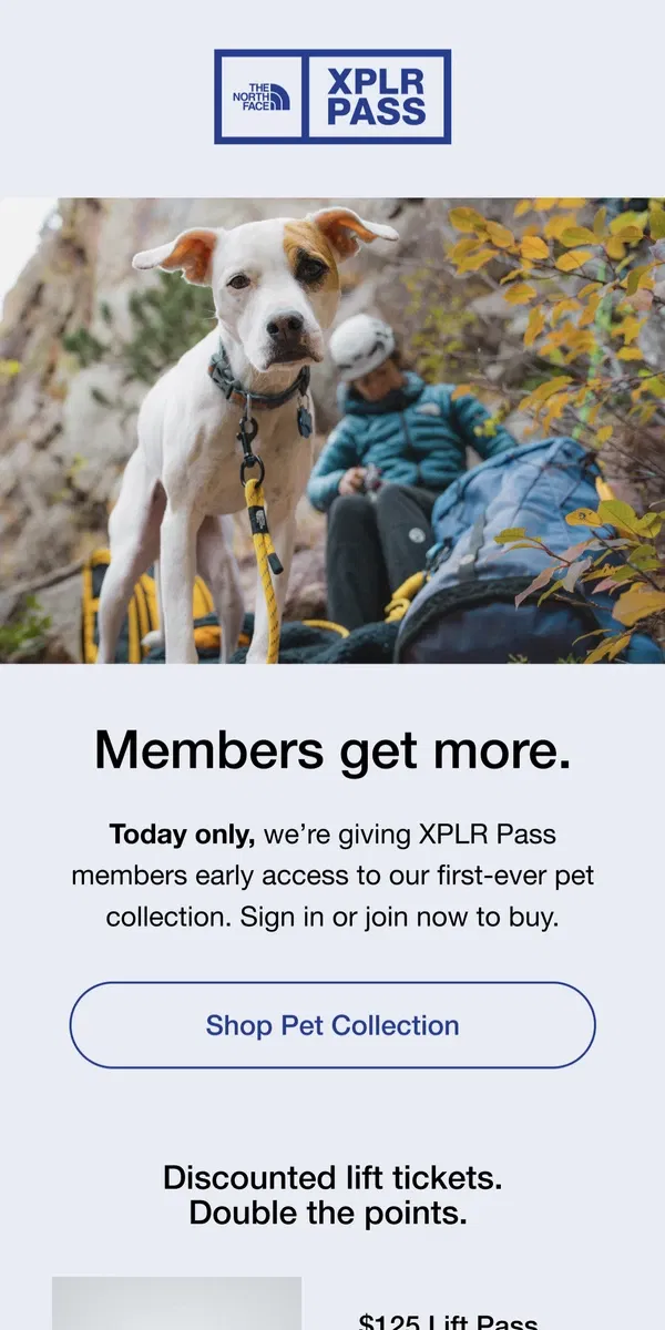 Email from The North Face. Here is a gift for XPLR Pass members