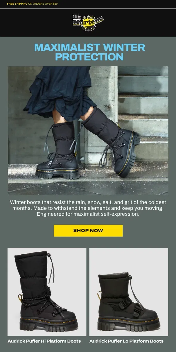 Email from Dr. Martens. The Audrick Puffer is here