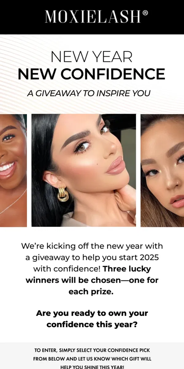 Email from MoxieLash. New Year, New Confidence—Your Chance to Win!