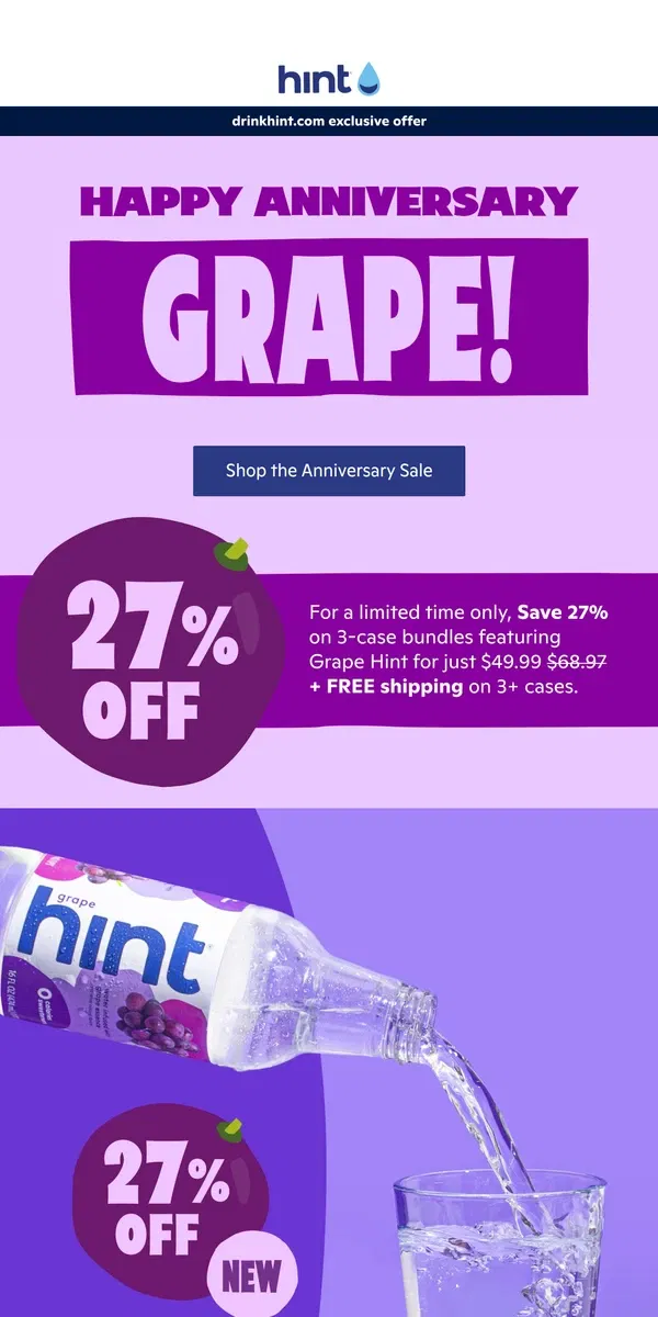 Email from Hint Water. 🥹 They grow up so fast