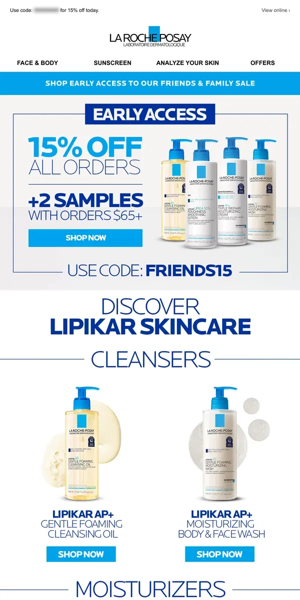 Email from La Roche-Posay. Early Access | 15% off!