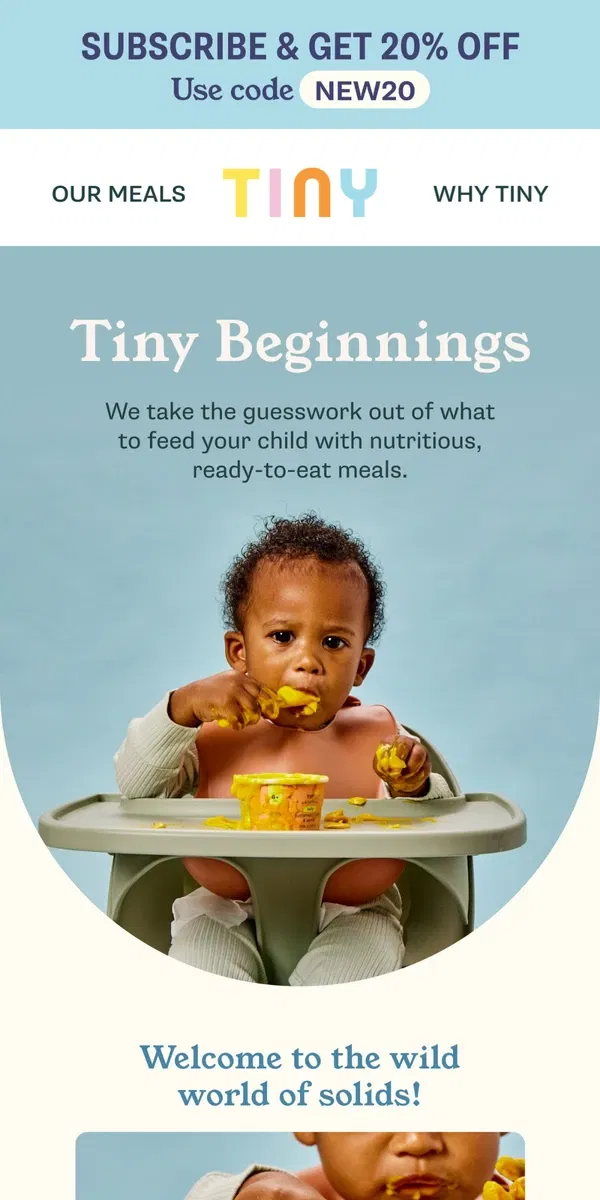 Email from Tiny Organics. Start The Solids Journey 🚀