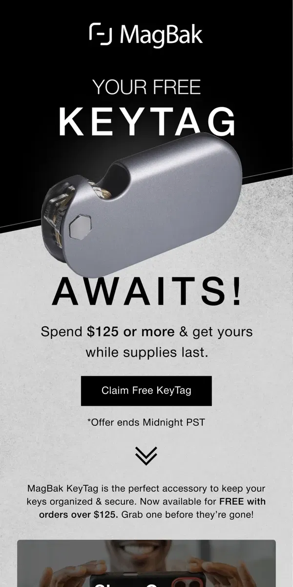 Email from MagBak. Last Chance to Claim Your FREE KeyTag! ⏳