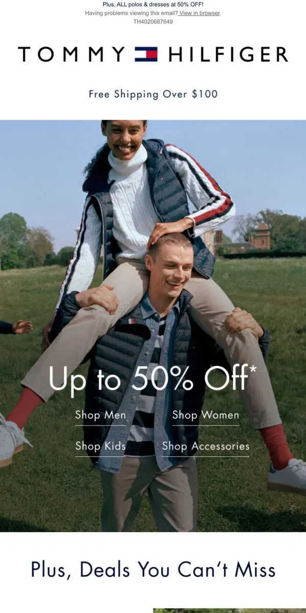 Email from Tommy Hilfiger. This weekend only! Save big on puffer jackets & vests