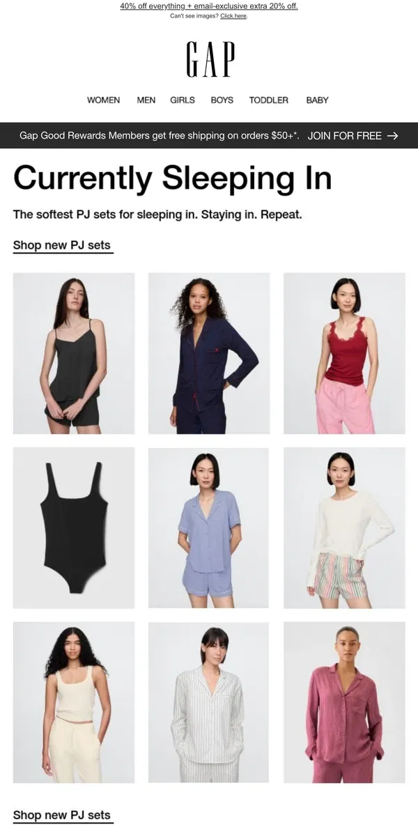 Email from GAP. New PJs just landed