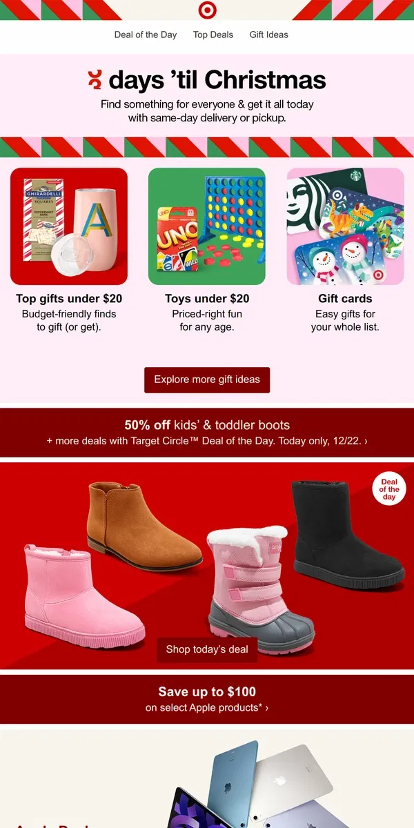 Email from Target. 3 days 'til Christmas: Get all your last-minute gifts today 🎁 ✨