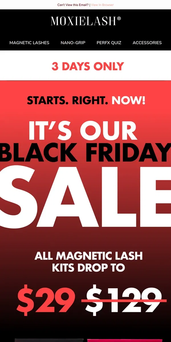 Email from MoxieLash. 🎉 Black Friday Sale