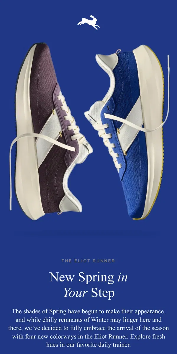 Email from Tracksmith. Spring Shades of the Eliot Runner