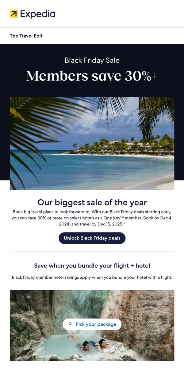 Email from Expedia. Black Friday Sale: Still time to save 30%+ as a member